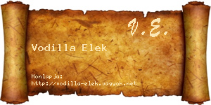 Vodilla Elek névjegykártya